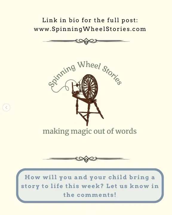 Closing slide with the Spinning Wheel Stories logo, asking how readers will bring a story to life this week.