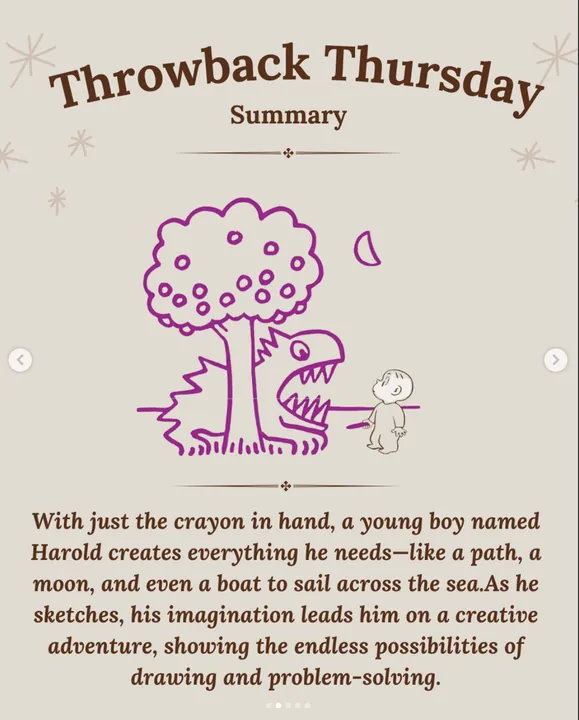 Throwback Thursday “Summary” slide with an illustration of Harold drawing.
