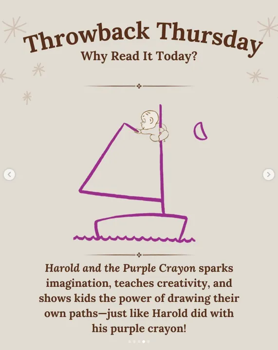 Throwback Thursday “Why Read It Today?” slide with Harold drawing a sailboat.